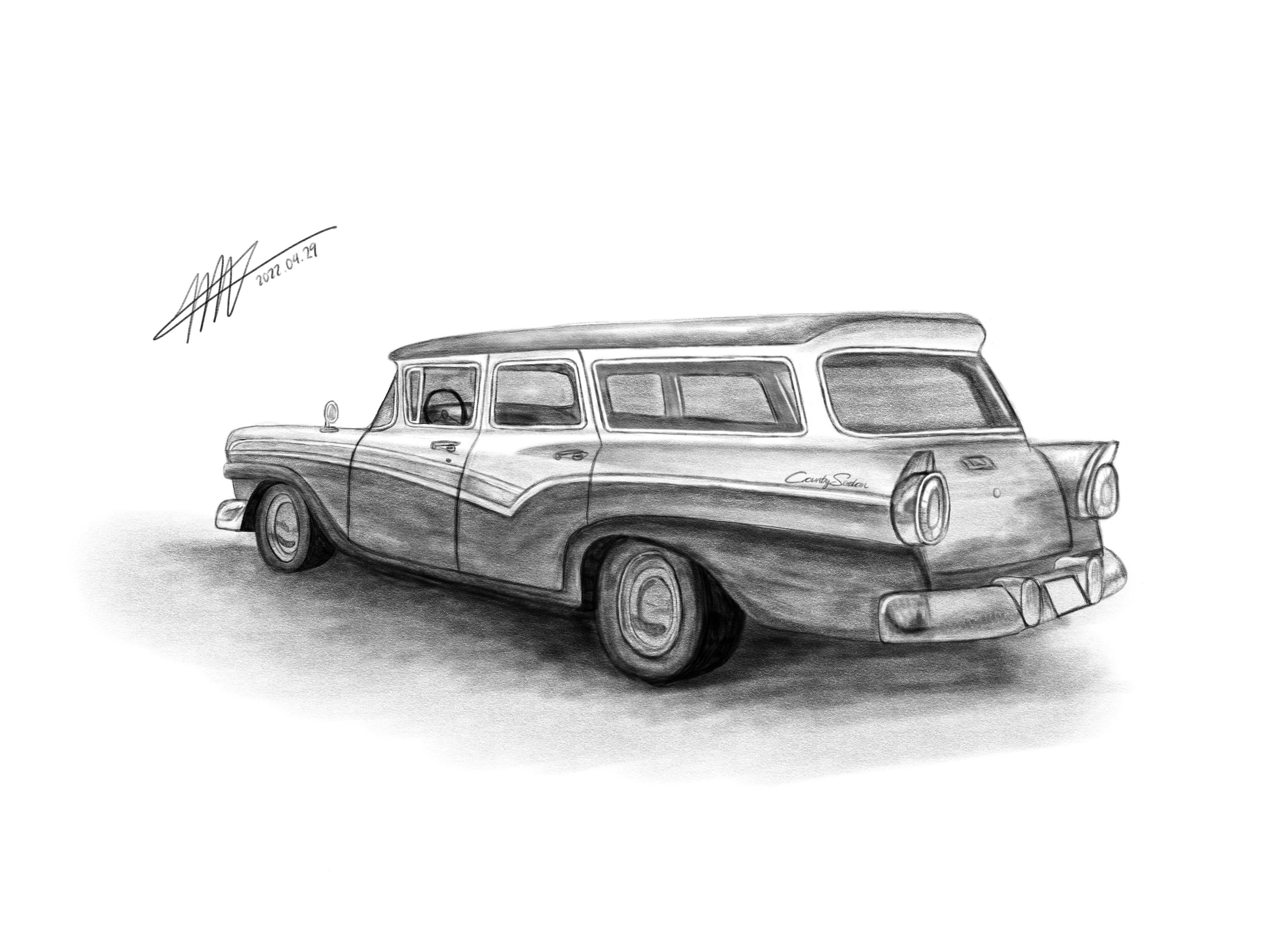 Vintage car (digital sketch)