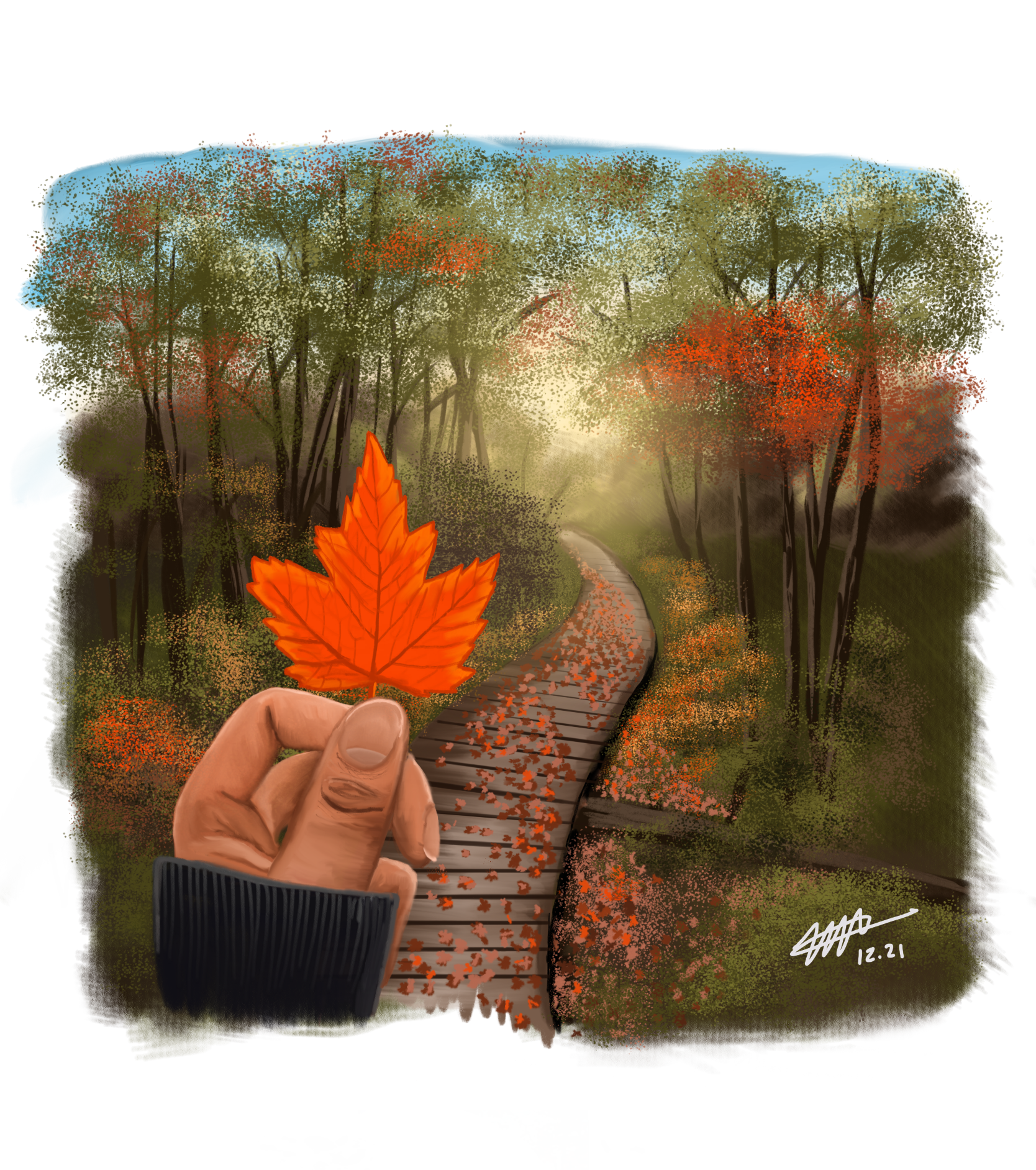 Fall leaves (digital painting)